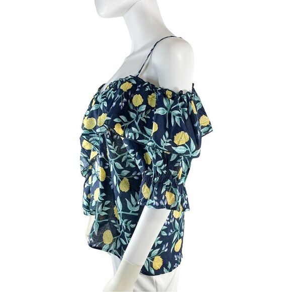 Love Riche Cold Shoulder Ruffle Floral Blouse Coquette Print - Picture 4 of 8